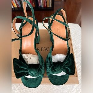 Green Velvet Ankle Wrap Heels J. Crew Factory 7